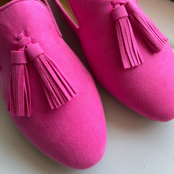 J Crew NEW bright pink suede tassel loafers 8.5 - Picture 6 of 7